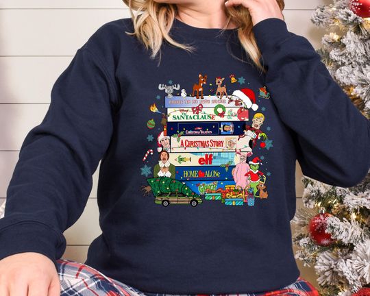 Christmas Santa Sweatshirt, Home Alone Jumper, Christmas Movie Sweater, Reindeer Jumper, 90s Xmas Movie Sweatshirt