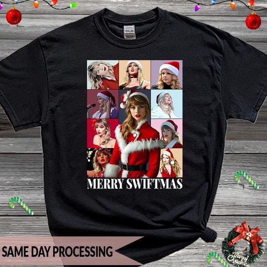 Discover Merry Swiftmas Ugly Christmas T Shirt - Santa Christmas Vibes Tee
