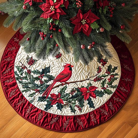 Discover Cardinal Christmas Tree Cover, House Warming Gift, Cardinal Christmas Tree Skirt, Christmas Tree Home Decor, Christmas Decorations