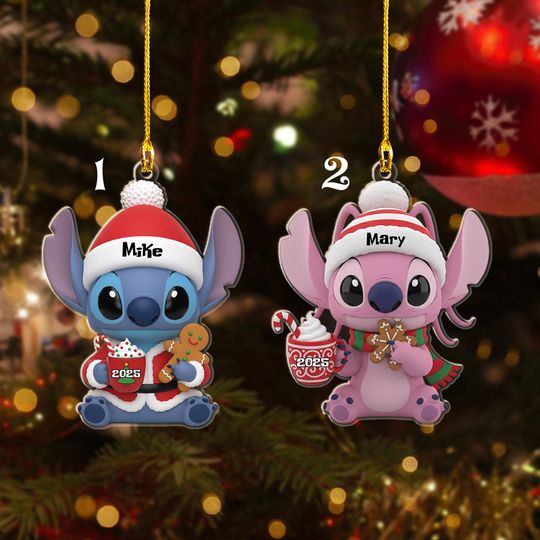 Discover Personalized Disney Stitch and Angel Christmas Ornament, Stitch Christmas Decor, Lilo and Stitch, Disney Keepsake, Disney World Gift