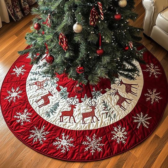 Discover Northern Light Reindeer Tree Cover, House Warming Gift, Christmas Tree Home Decor, Reindeer Christmas Tree Skirt, Christmas Decorations