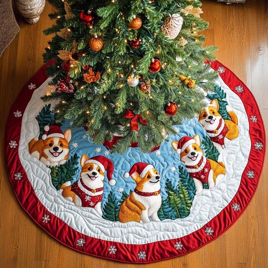 Discover Merry Corgi Xmas Tree Cover, House Warming Gift, Christmas Tree Home Decor, Corgi Christmas Tree Skirt, Christmas Decorations