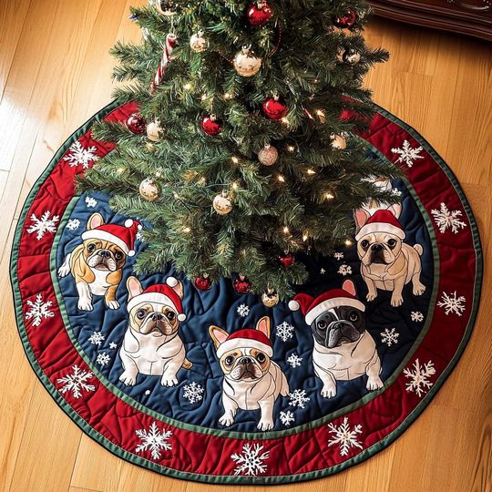 French Bulldog Christmas Tree Cover, House Warming Gift, Christmas Tree Home Decor, Bulldog Christmas Tree Skirt, Christmas Decorations
