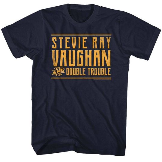 Stevie Ray Vaughan SRV and DT Navy Adult T-Shirt