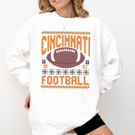Discover Cincinnati Ugly Christmas Sweatshirt, Xmas Gift, Festive Football Crewneck Sweatshirt, Holiday Winter, Cincinnati Football Fan