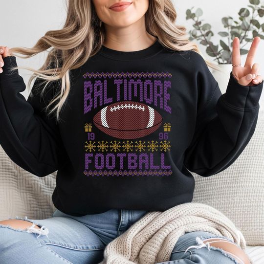 Discover Baltimore Ugly Christmas Sweatshirt, Christmas Gift Tee, Festive Football Crewneck, Holiday Winter, Baltimore Football Fan