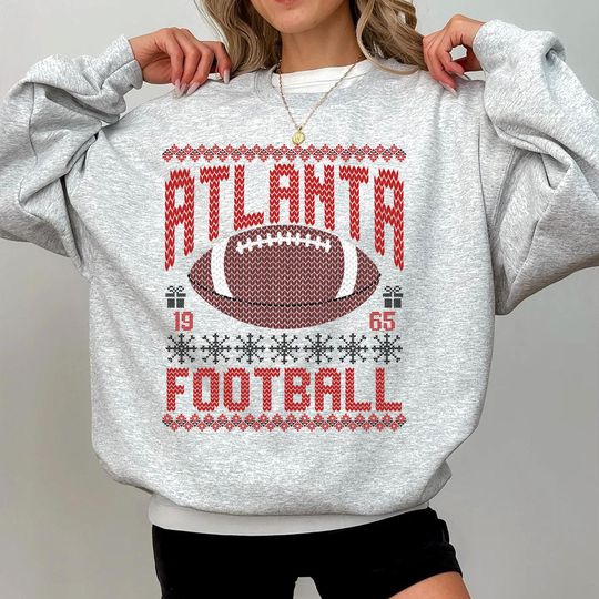 Discover Atlanta Ugly Christmas Sweatshirt, Christmas Gift Tee, Festive Football Crewneck, Holiday Winter, Atlanta Football Fan
