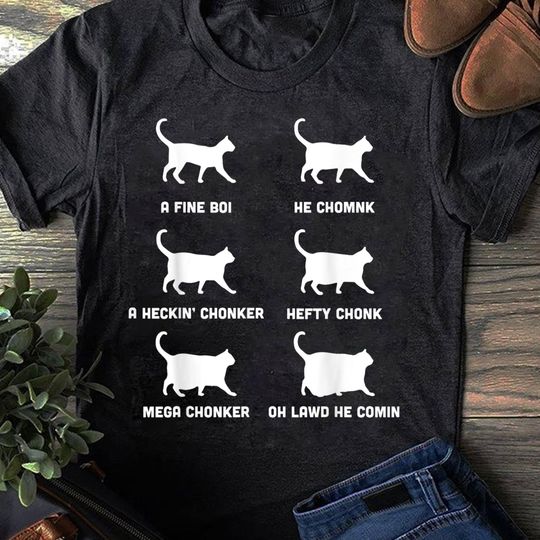 Discover Funny Chonk Cat Chart T-Shirt - Meme Cat Lover Gift