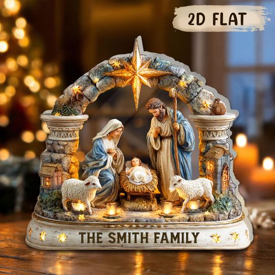 Discover 2D FLAT Personalized Oh Holy Night Acrylic Block, Nativity Scene Acrylic Plaque, Religious Home Decor, Christmas Decor Gift, Christian Decor