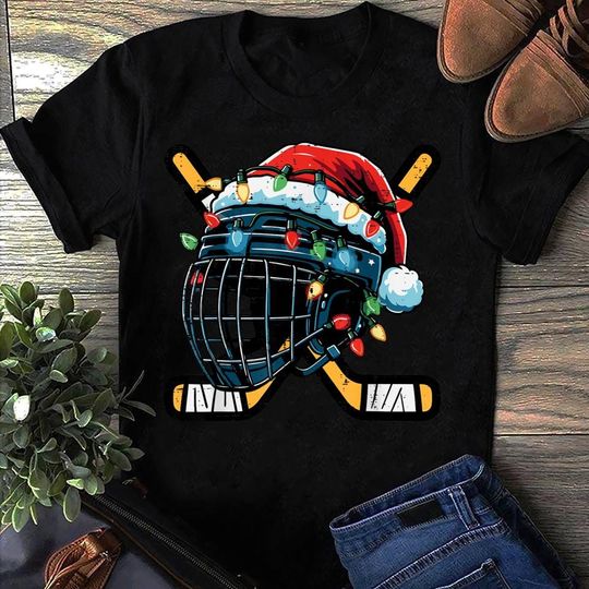 Discover Christmas Ice Hockey Helmet Santa Xmas Boys Teen Ice Hockey Player, Hockey Lover, Shirt Hockey Player, Gift Hockey, Hockey Team, Hockey Moms