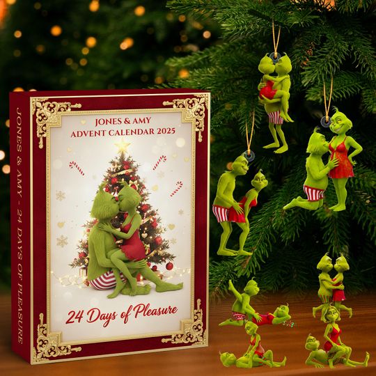 Discover Christmas Green Character Advent Calendar 2025, 24 Day of Pleasure, Holiday Vehicle Countdown Box, 24 Mini Ornament.