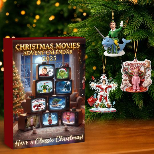 Discover Christmas Movie Style Advent Calendar 2025, Holiday Vehicle Countdown Box, Surprise Gift, 24 Mini Ornament.