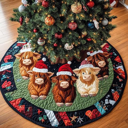 Discover Cute Highland Cow Tree Cover, House Warming Gift, Highland Cow Christmas Tree Skirt, Christmas Tree Home Decor, Christmas Decorations