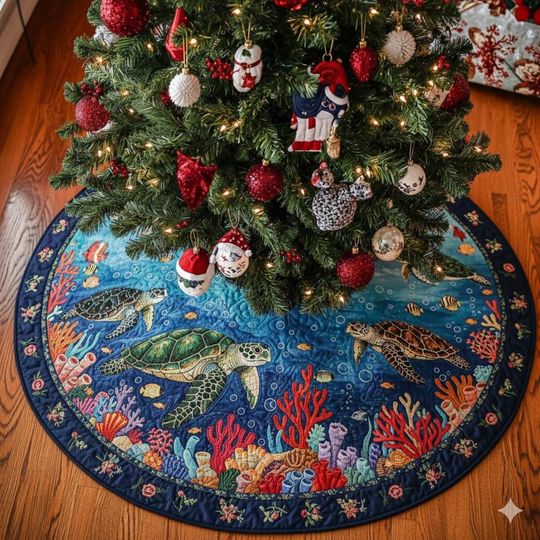 Discover Sea Turtle Tree Skirt, Sea Turtle Christmas Tree Cover, House Warming Gift, Christmas Tree Home Decor, Christmas Decorations