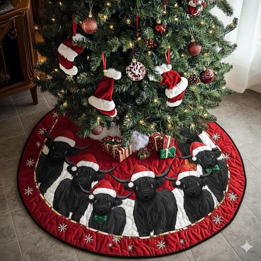 Discover Angus Cow Christmas Tree Cover, House Warming Gift, Angus Cow Christmas Tree Skirt, Christmas Tree Home Decor, Christmas Decorations