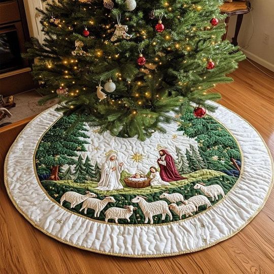 Nativity Scene Tree Cover, Nativity Scene Christmas Tree Skirt, Christmas Decorations, Christmas Tree Home Decor, House Warming Gifts