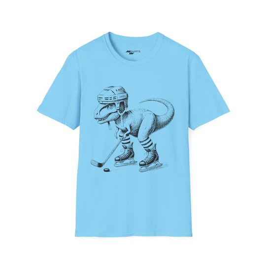 Discover Ice Hockey T-Rex Engraved T-Shirt for Men and Women