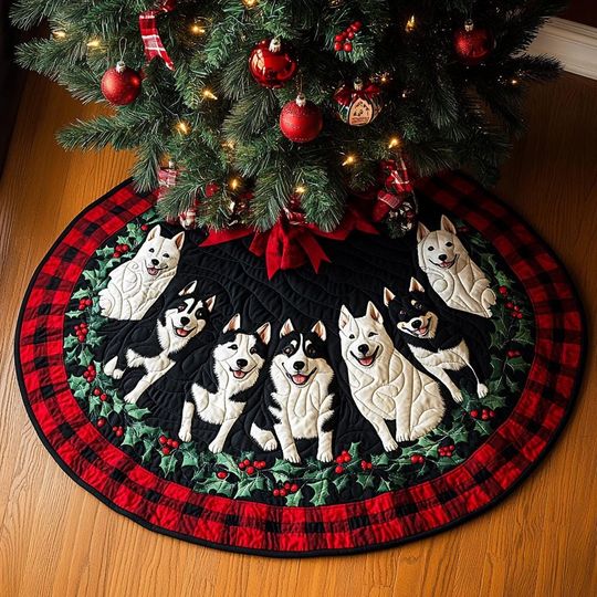 Discover Husky Christmas Tree Skirt, Husky Christmas Tree Cover, House Warming Gift, Christmas Tree Home Decor, Christmas Decorations