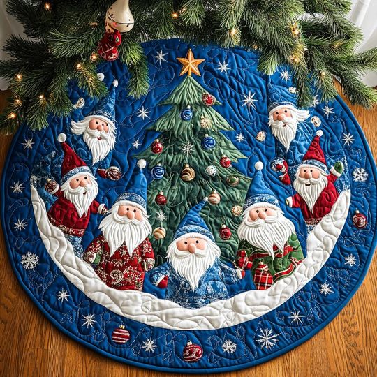 Gnomes Christmas Tree Cover, House Warming Gift, Gnomes Christmas Tree Skirt, Christmas Tree Home Decor, Christmas Decorations