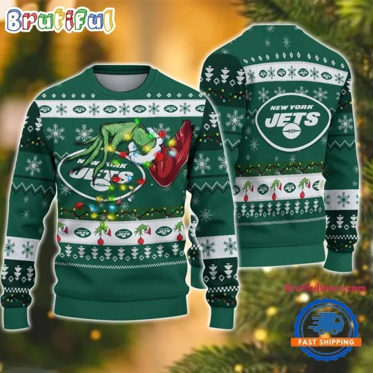 Discover New York Jets Fan Made Ugly Christmas Sweater Holiday Football Gift