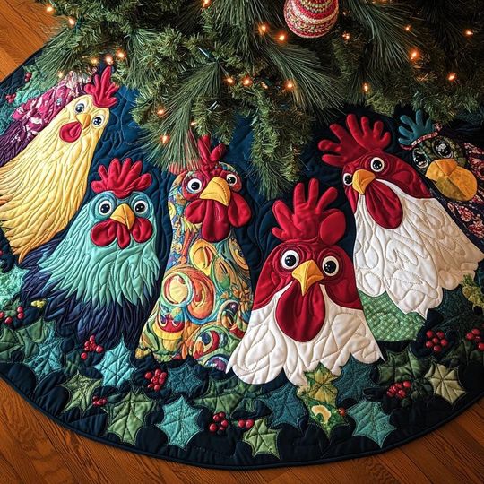 Discover Colorful Rooster Tree Skirt, Rooster Christmas Tree Cover, House Warming Gift, Christmas Tree Home Decor, Christmas Decorations