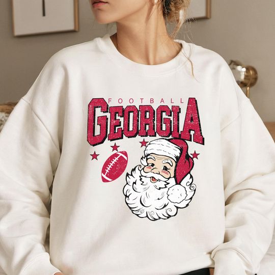 Discover Vintage Georgia Football Christmas Sweatshirt, Santa Claus University Crewneck, Retro Holiday Game Day Sweater