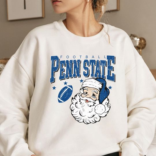 Vintage Penn State Football Christmas Sweatshirt, Santa Claus University Crewneck, Retro Holiday Game Day Sweater