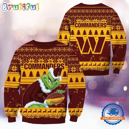 Discover Washington Commanders Inspired Ugly Sweater Funny Holiday Football Fan Design