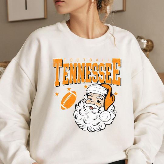 Discover Vintage Tennessee Football Christmas Sweatshirt, Santa Claus University Crewneck, Retro Holiday Game Day Sweater