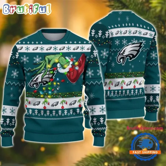 Discover Philadelphia Eagles Inspired Ugly Sweater  funny character Hand Holiday Football Fan Styl