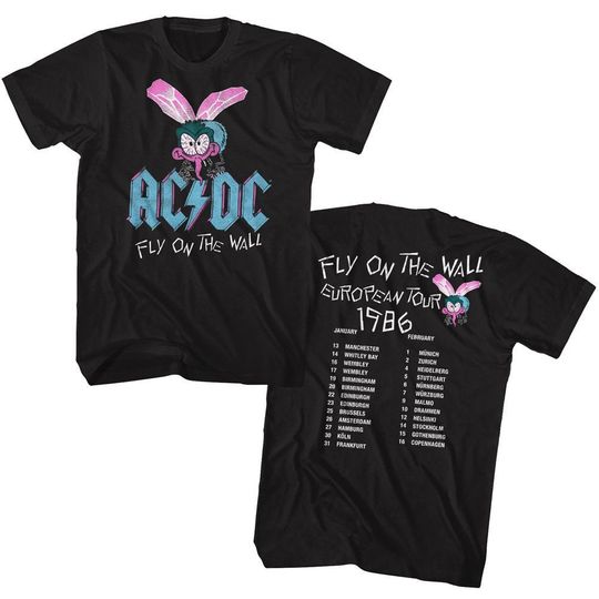 Discover AC-DC Fly Wall Euro Tour Black Adult T-Shirt