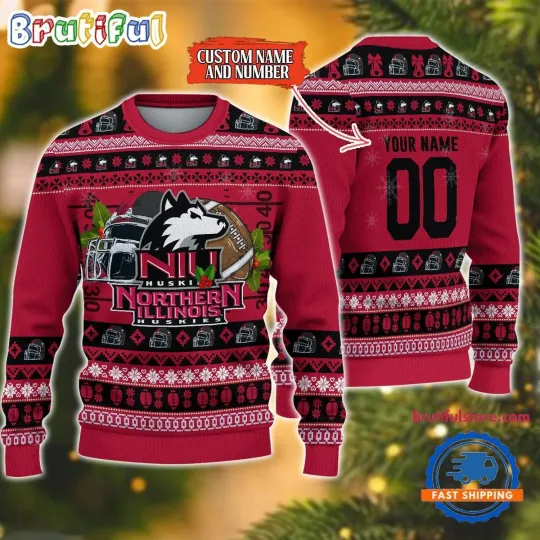 Discover Northern Illinois Huskies Inspired Ugly Christmas Sweater Football Fan Holiday D