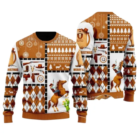 Discover Horse Cowboy Ugly Sweater, Christmas Horse Cowboy Holiday Sweater for Men & Wome