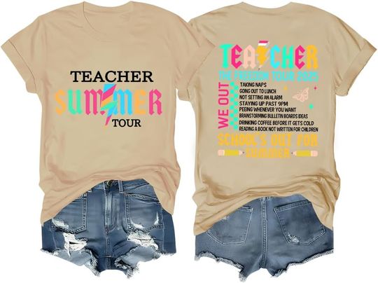 Discover Teacher Summer Tour T-Shirt Last Day of School Teacher Shirt Teacher The Freedom Tour 2025 Tshirt