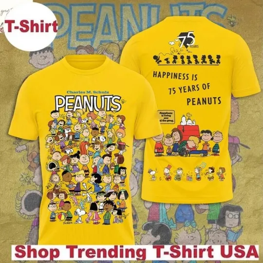 Charles M.Schulz Peanuts Happiness Is 75 Years Of Peanuts Two Sided T-Shirt