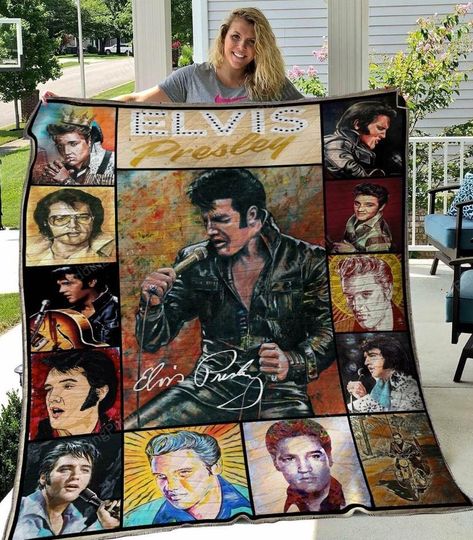 Personalized Elvis Presley Music Quilt Blanket, Personalized Music Blanket
