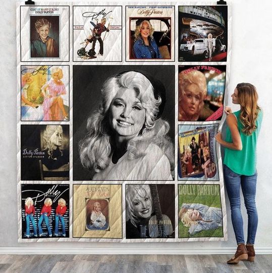Personalized Dolly Parton Music Quilt Blanket, Dolly Parton Fleece Blanket