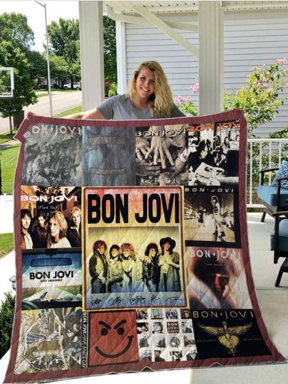 Discover Personalized Bon Jovi Music Quilt Blanket, Bon Jovi Fleece Blanket