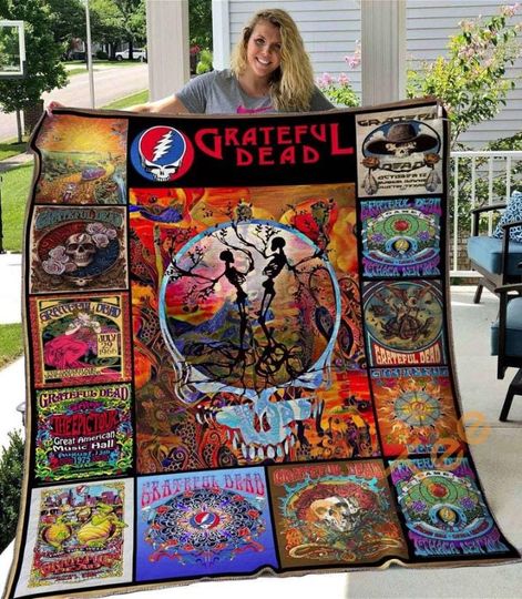 Personalized Grateful Dead Quilt Blanket, Grateful Dead Fleece Blanket