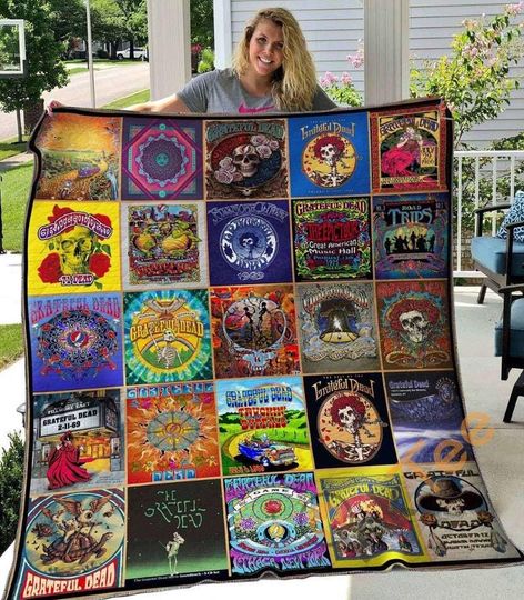 Personalized Grateful Dead Quilt Blanket, Grateful Dead Fleece Blanket
