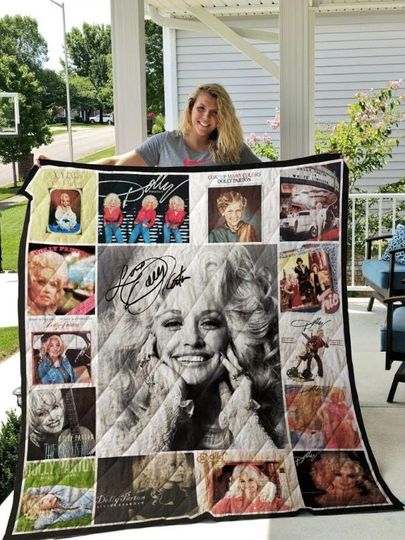 Personalized Dolly Parton Music Quilt Blanket, Dolly Parton Fleece Blanket