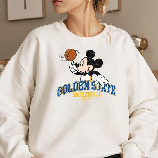 Discover Golden State Basketball Sweatshirt, Mickey Vintage Crewneck Unisex Warriors Cute Cartoon Gift For Fans