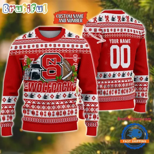 Discover NC State Wolfpack Inspired Ugly Christmas Sweater  Football Fan Holiday Design