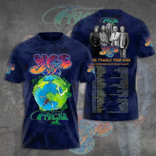 Discover Yes Band The Fragile Tour 2025 AOP T-Shirt