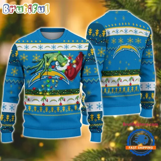 Discover Los Angeles Chargers Fan Made Ugly Christmas Sweater  Holiday Football Gift