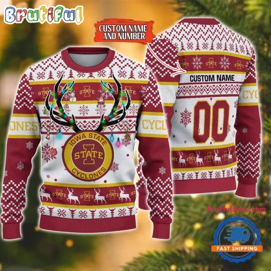 Discover Iowa State Cyclones Inspired Reindeer Light Ugly Christmas Sweater  Fan Holiday