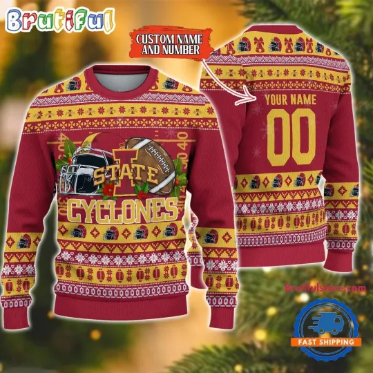 Iowa State Cyclones Inspired Football Christmas Ugly Sweater