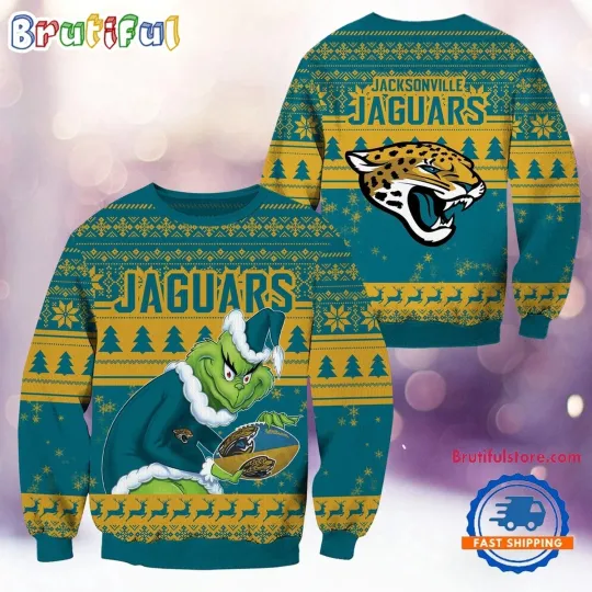 Jacksonville Jaguars Inspired Ugly Christmas Sweater Football Fan Holiday Design