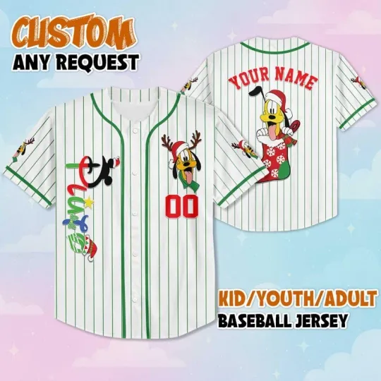 Discover Personalized Cute Pluto Dog In Stocking Merry Christmas Baseball Jersey Shirt