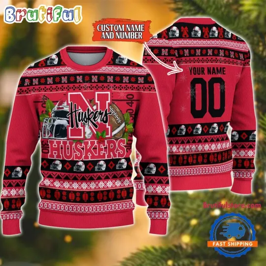 Discover Nebraska Cornhuskers Inspired Ugly Christmas Sweater  Football Fan Holiday Desig